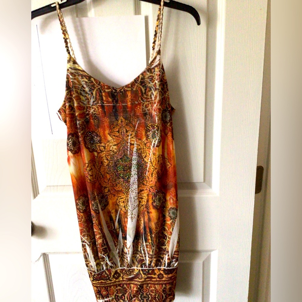 Bohemian Orange and Brown Dress
